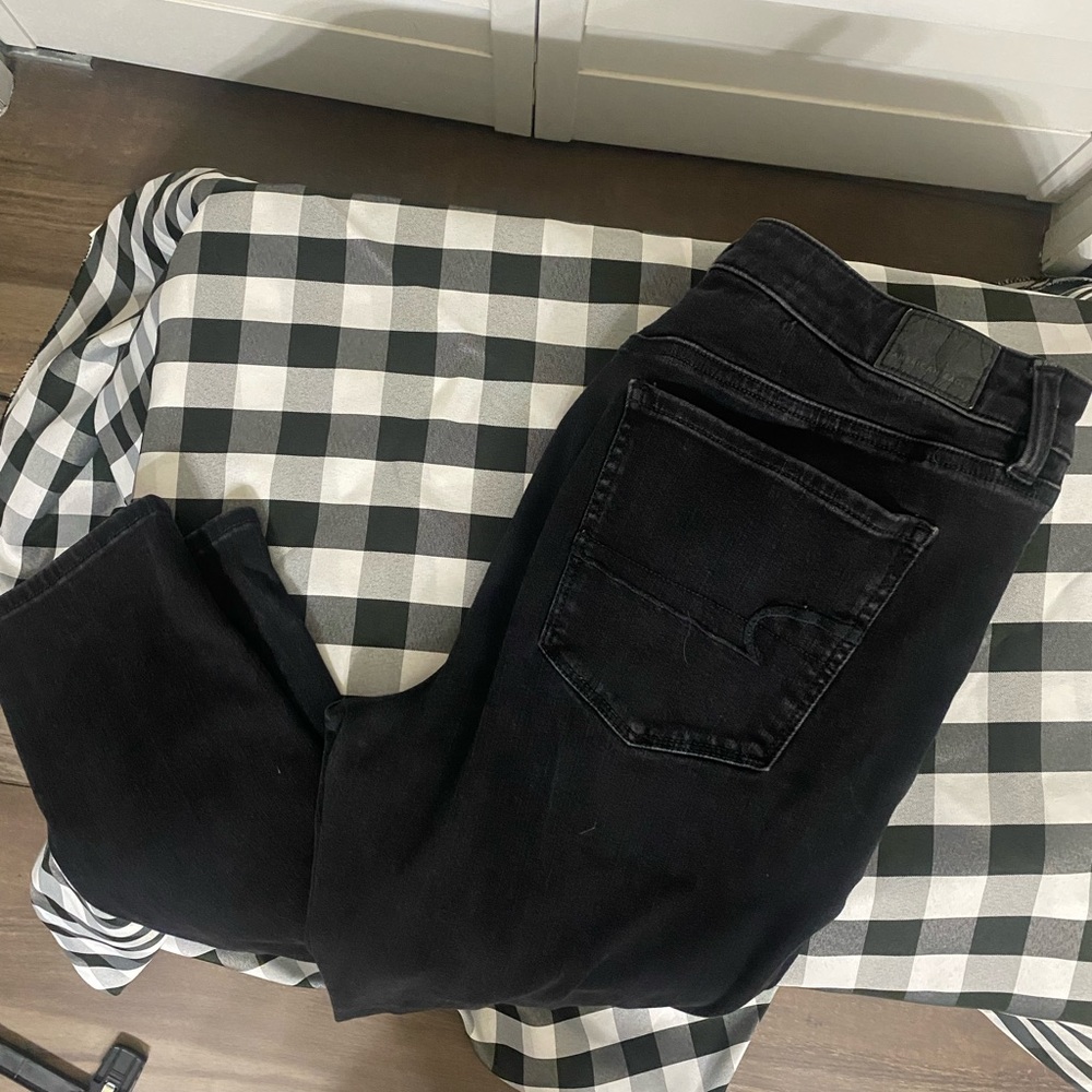 American Eagle Super High Rise Jegging, black, size 16